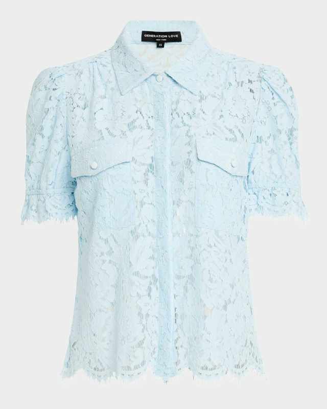 Mina Lace Button-Front Shirt